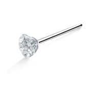 Stone Heart Shaped Silver Straight Nose Stud NSKA-625
